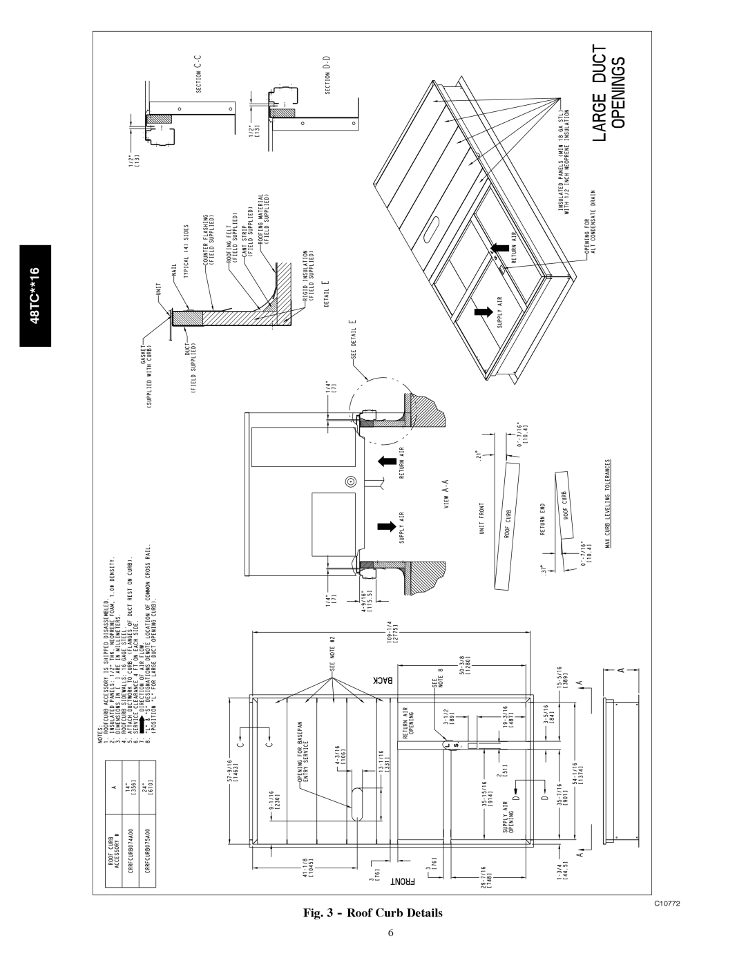 Carrier 48TC**16 installation instructions Roof Curb Details 