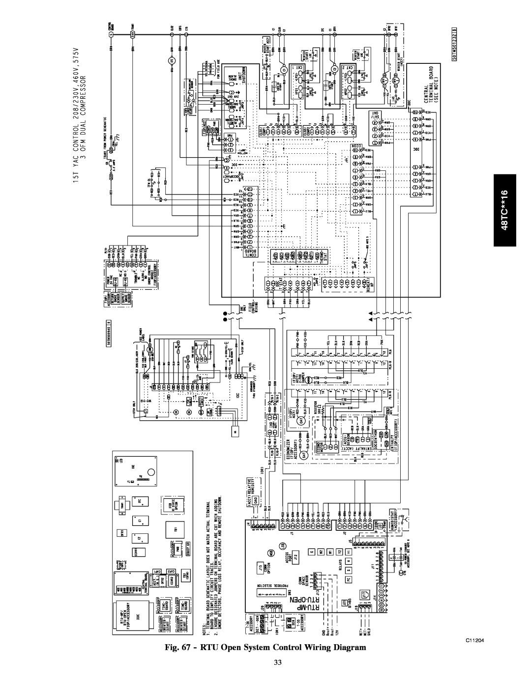 Carrier 48TC**16 installation instructions RTU Open System Control Wiring Diagram, C11204 