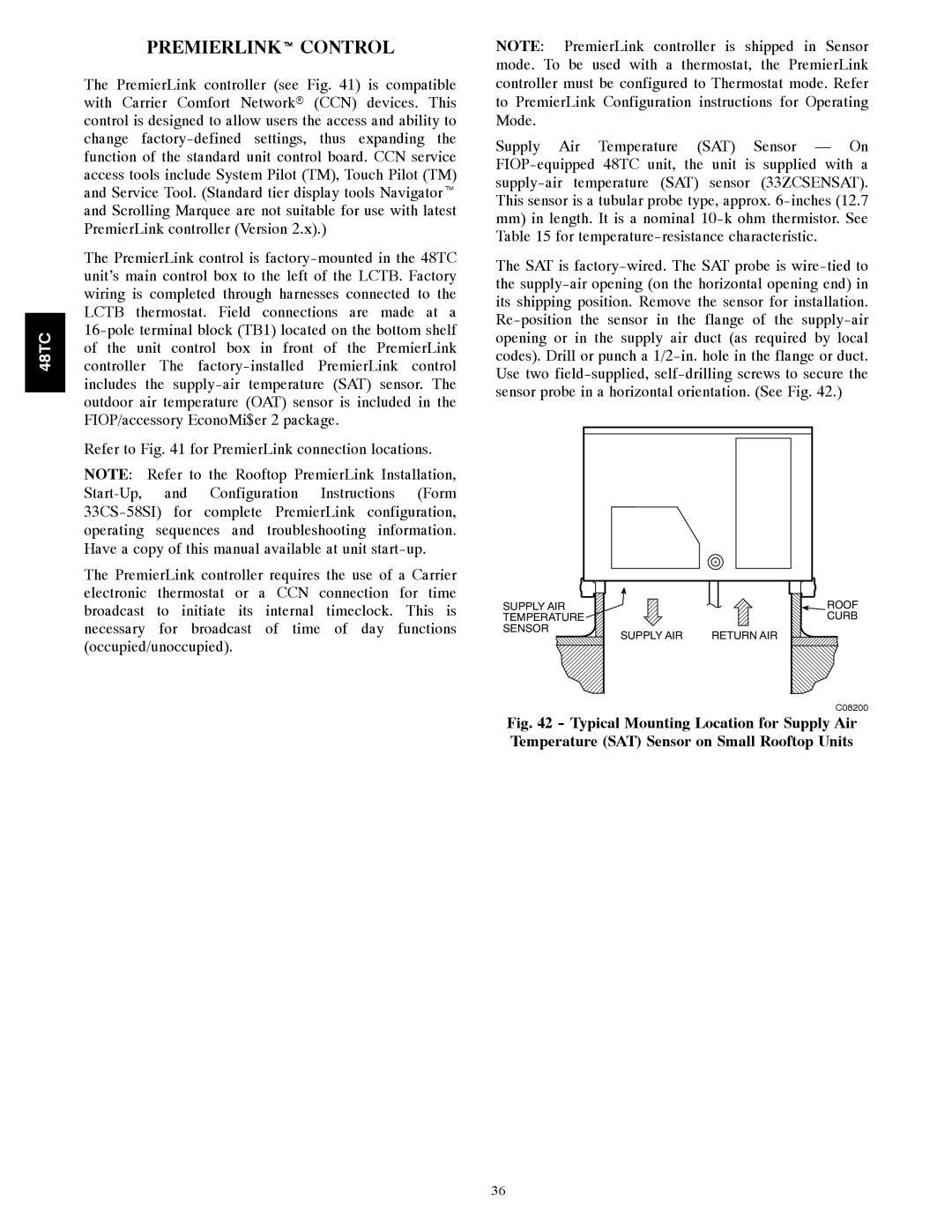 Carrier 48TC*D08 appendix PREMIERLINKt Control 