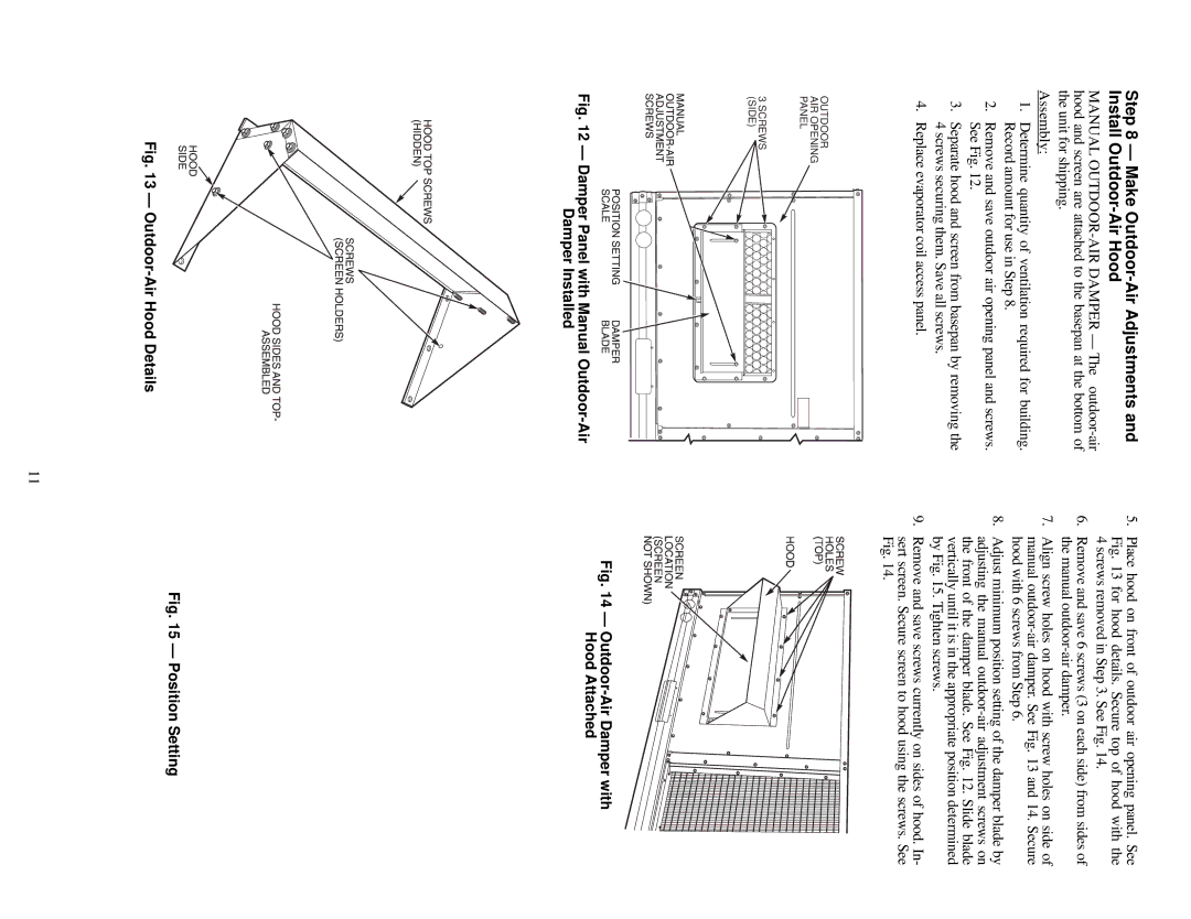 Carrier 48TF004-007 specifications Make Outdoor-Air Adjustments and Install Outdoor-Air Hood, Position Setting 