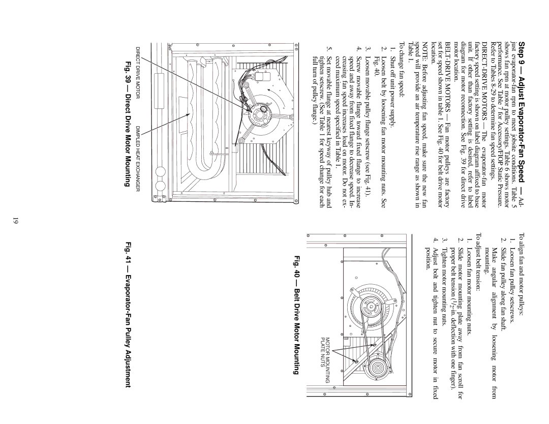 Carrier 48TF004-007 specifications Adjust Evaporator-Fan Speed Ad, Direct Drive Motor Mounting 