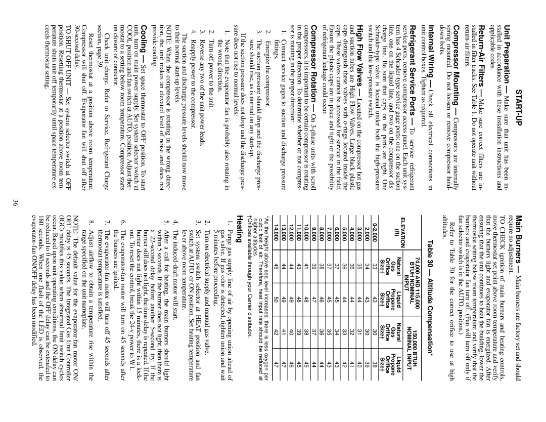 Carrier 48TF004-007 specifications Heating, Altitude Compensation, Btuh Nominal, Nominal Input 