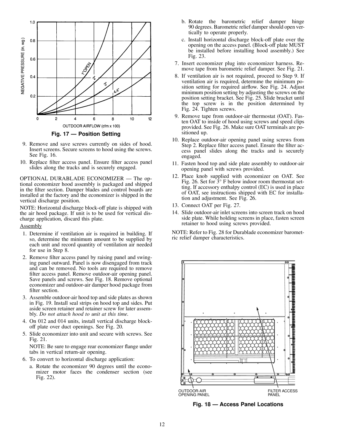 Carrier 48TJE008-014, 48TJD008-014, 48TJF008-012 installation instructions Position Setting 