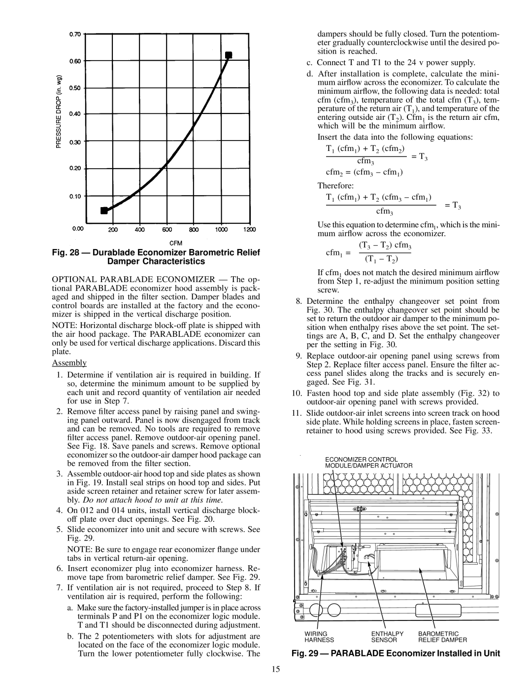 Carrier 48TJE008-014, 48TJD008-014, 48TJF008-012 installation instructions Parablade Economizer Installed in Unit 