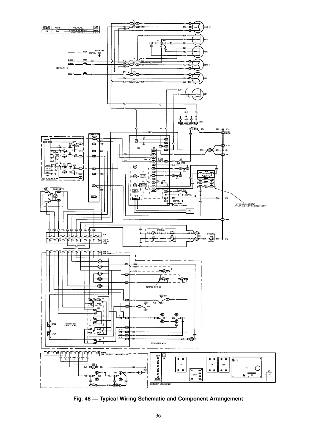 Carrier 48TJE008-014, 48TJD008-014, 48TJF008-012 installation instructions Typical Wiring Schematic and Component Arrangement 