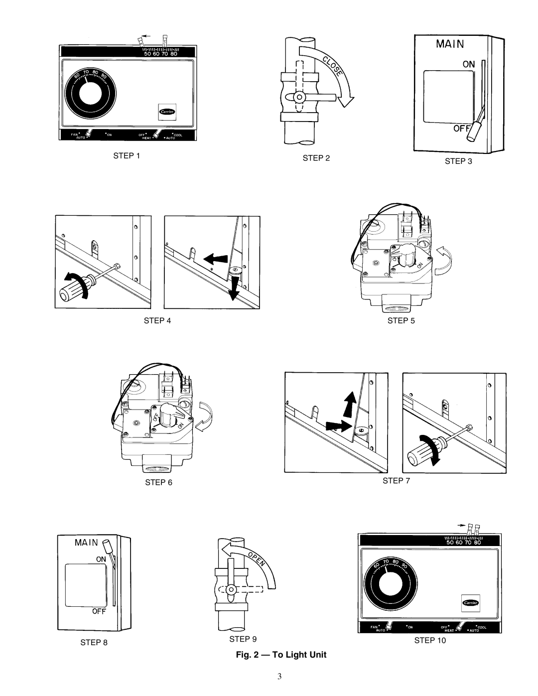 Carrier 48TM020, 48TM028, 48TM025, 48TM016 specifications To Light Unit 