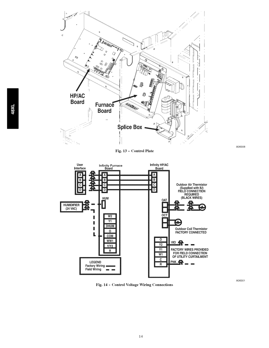 Carrier 48XL installation instructions Required, OAT Black Wires, Factory Connected, For Field Connection 