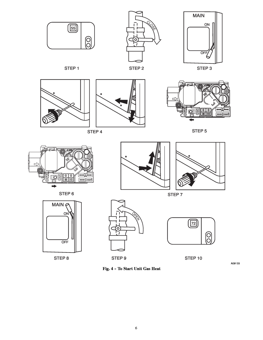 Carrier 48XT-A manual Main, To Start Unit Gas Heat 