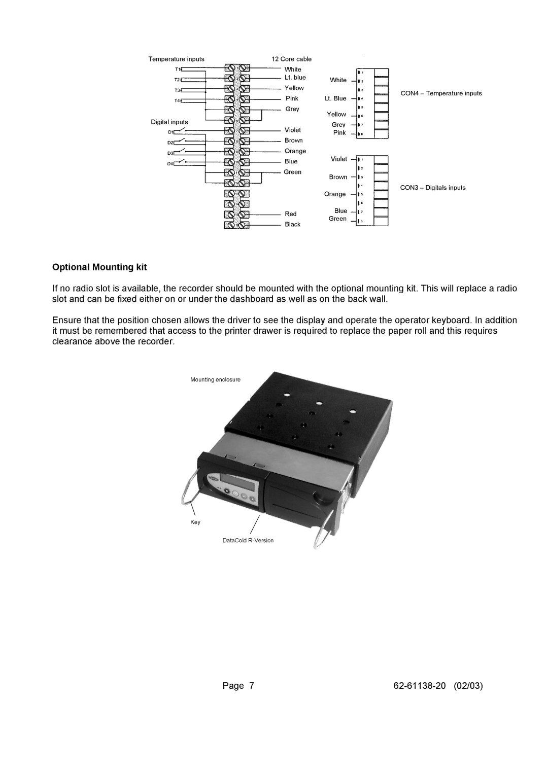 Carrier 500 T/R user manual Optional Mounting kit, CON4 