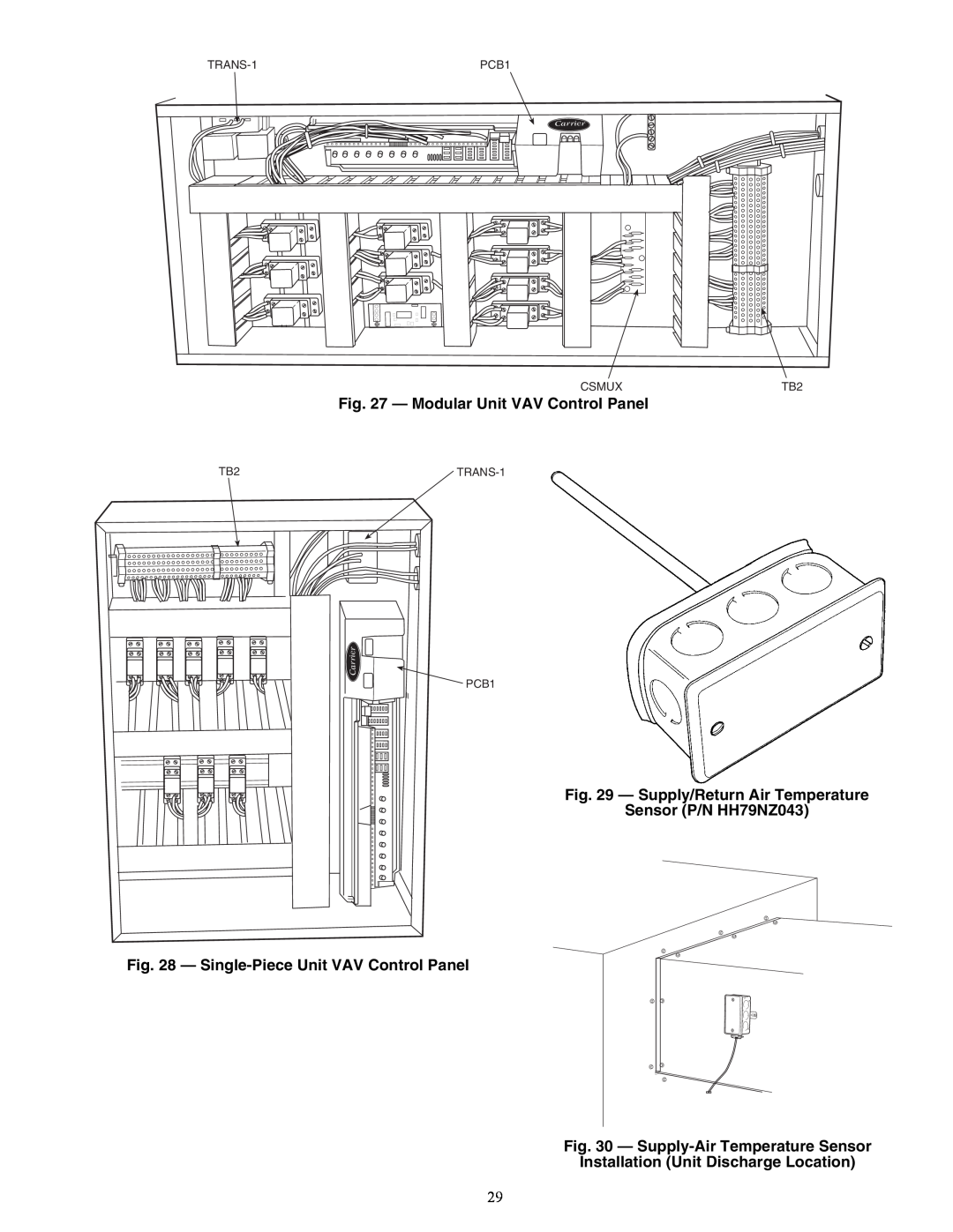 Carrier 50BV020-064 a50-7275ef, Modular Unit VAV Control Panel, a39-1867t, Supply/Return Air Temperature, a50-7276ef 