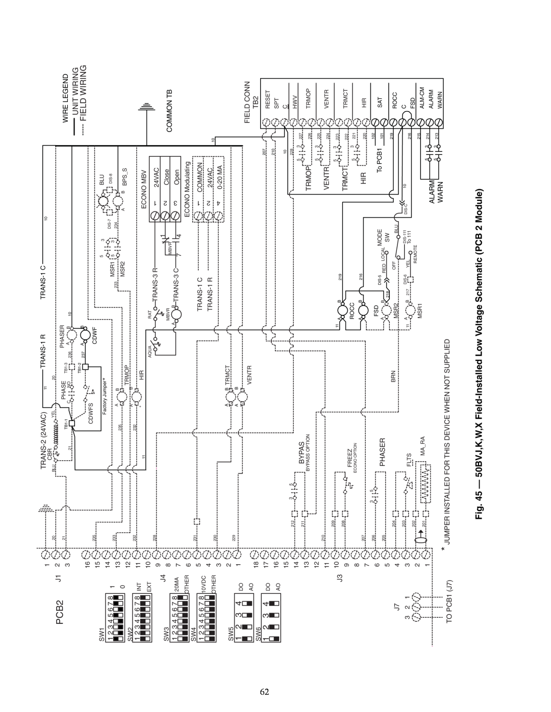 Carrier 50BV020-064 specifications PCB2 J1, Field Wiring 