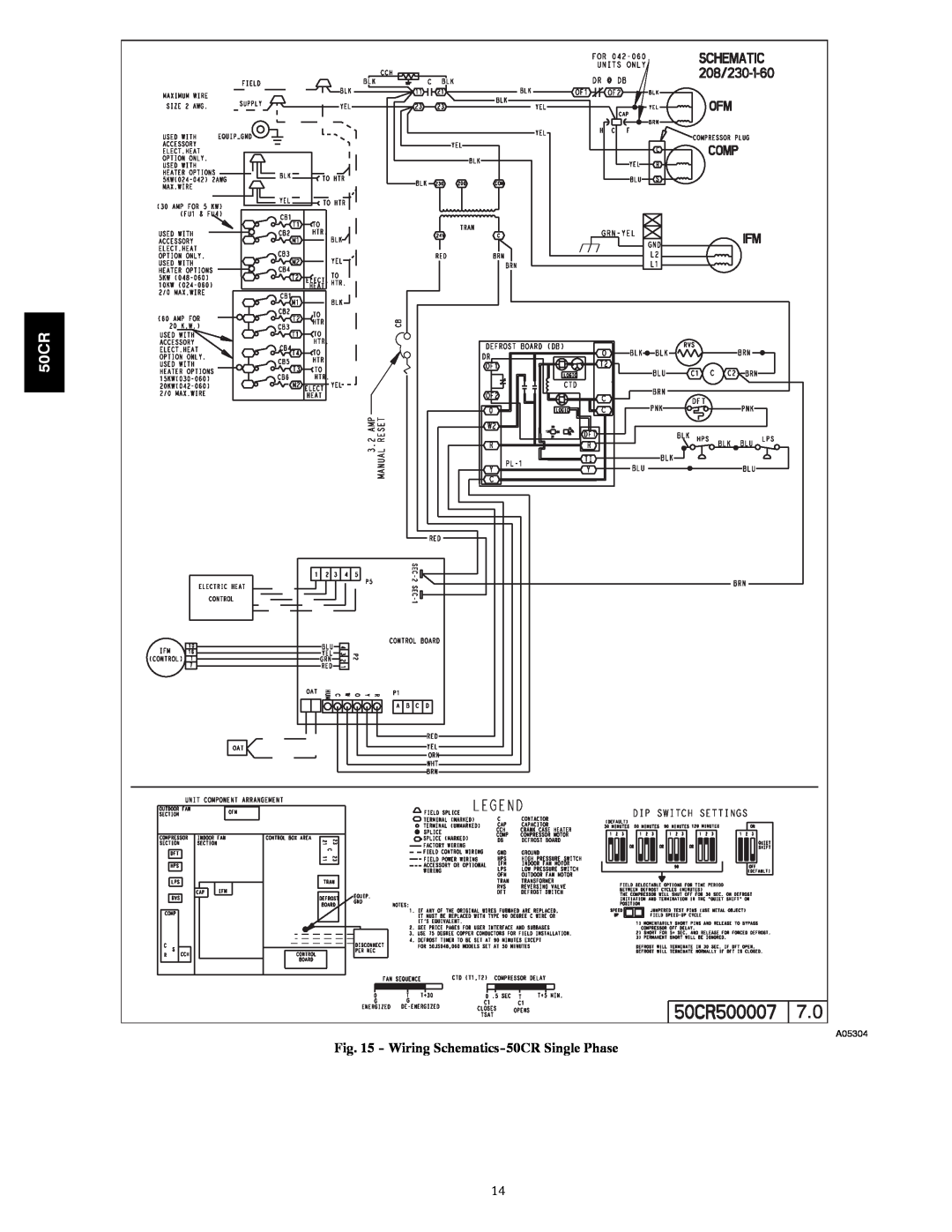 Carrier installation instructions Wiring Schematics-50CRSingle Phase, A05304 