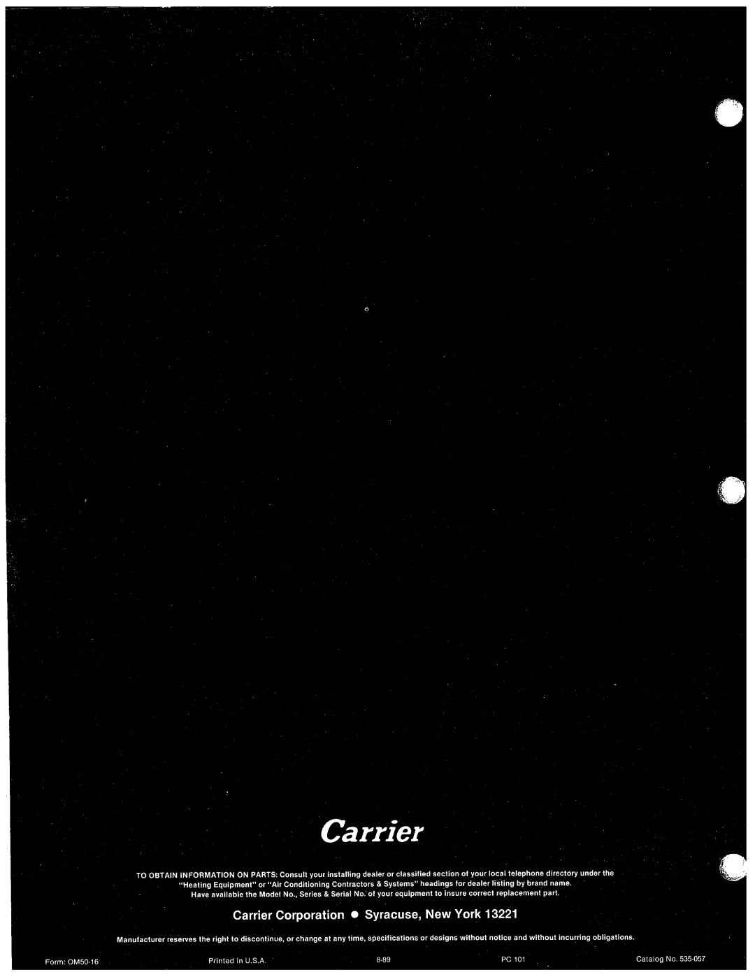 Carrier 50NE, 50EE manual 