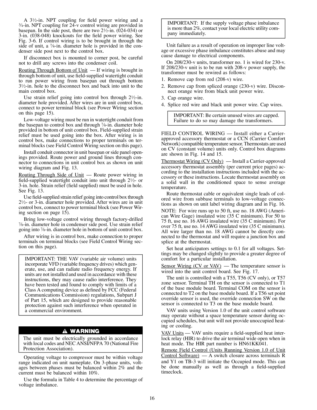 Carrier 50EJ, 50EW, 50EY, 50EK installation instructions 