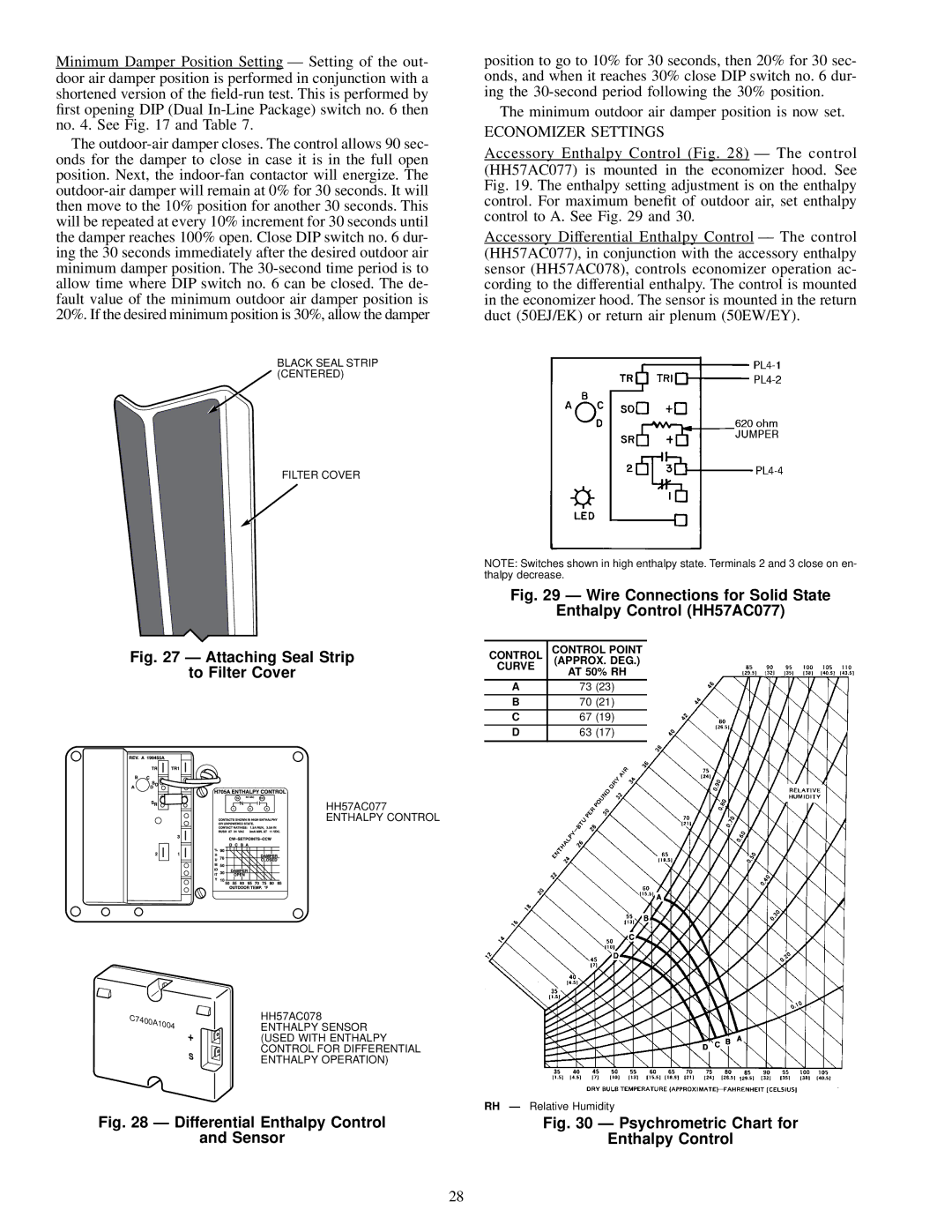 Carrier 50EJ, 50EW, 50EY, 50EK installation instructions Attaching Seal Strip To Filter Cover 