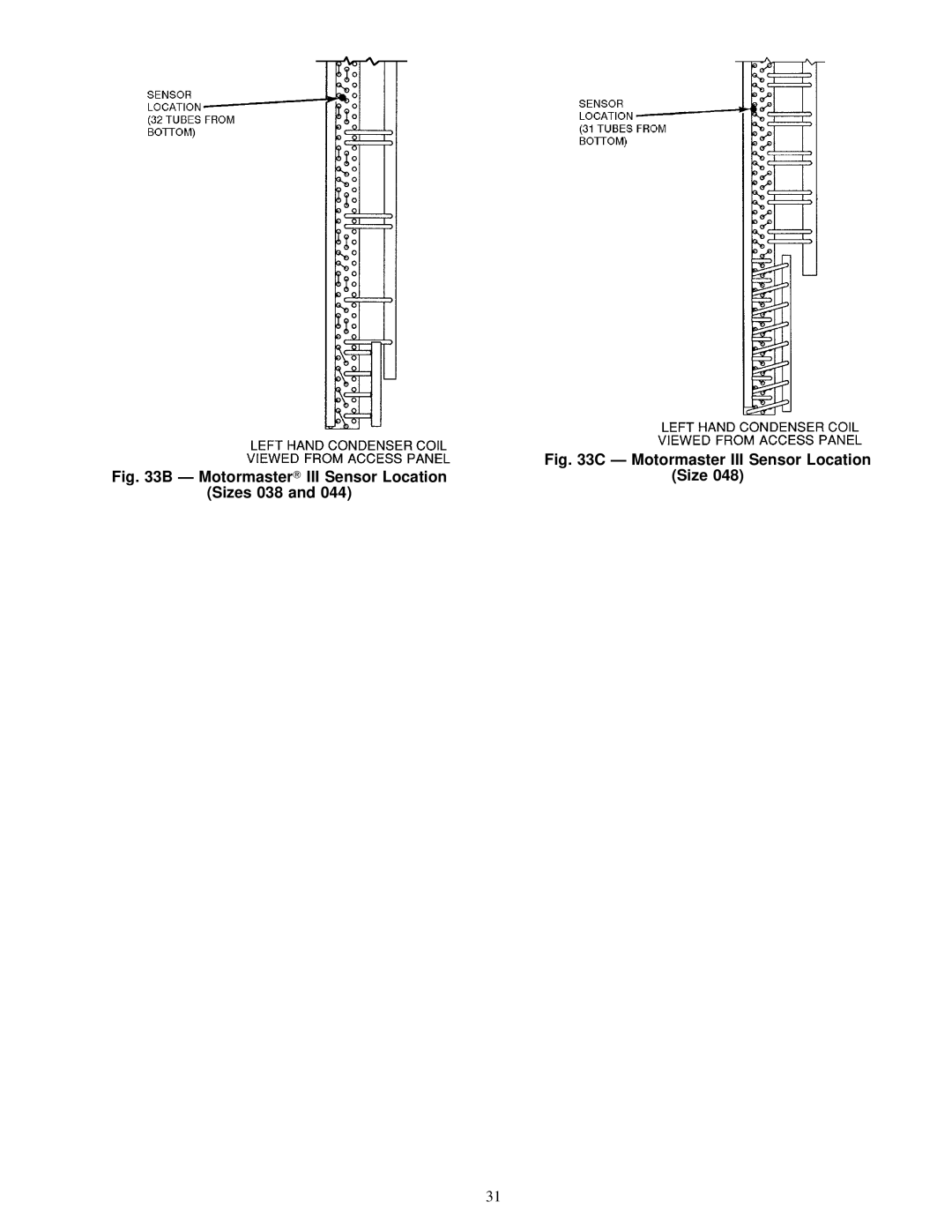 Carrier 50EK, 50EJ, 50EW, 50EY installation instructions Ð Motormaster III Sensor Location 