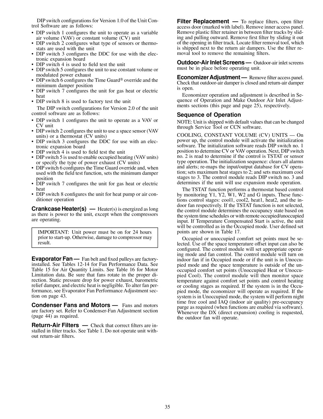 Carrier 50EK, 50EJ, 50EW, 50EY installation instructions Sequence of Operation 