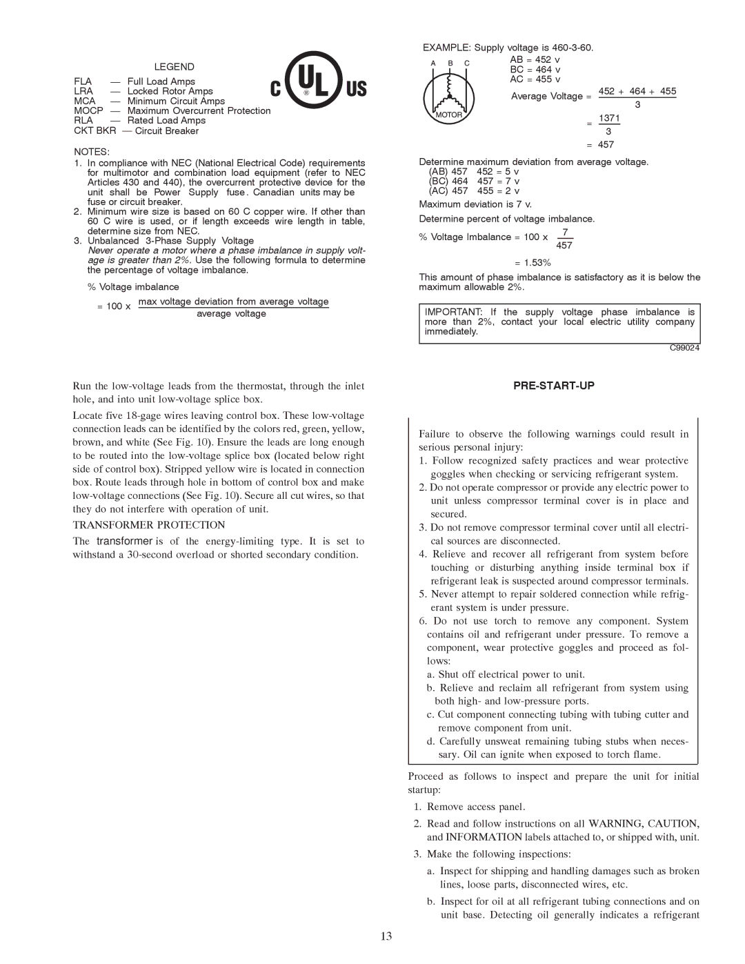 Carrier 50GX, 50GS instruction manual Transformer Protection, Pre-Start-Up 