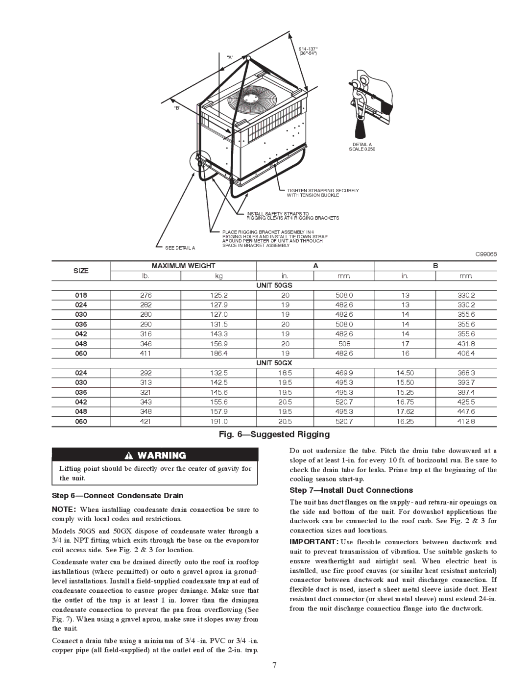 Carrier 50GX, 50GS instruction manual Suggested Rigging 