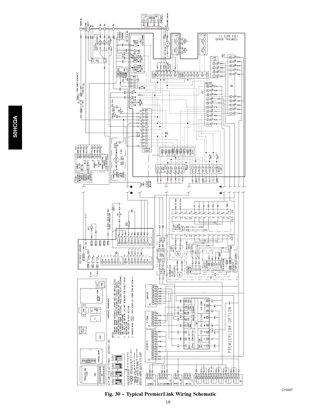 Carrier 50HCQA installation instructions Typical PremierLink Wiring Schematic 