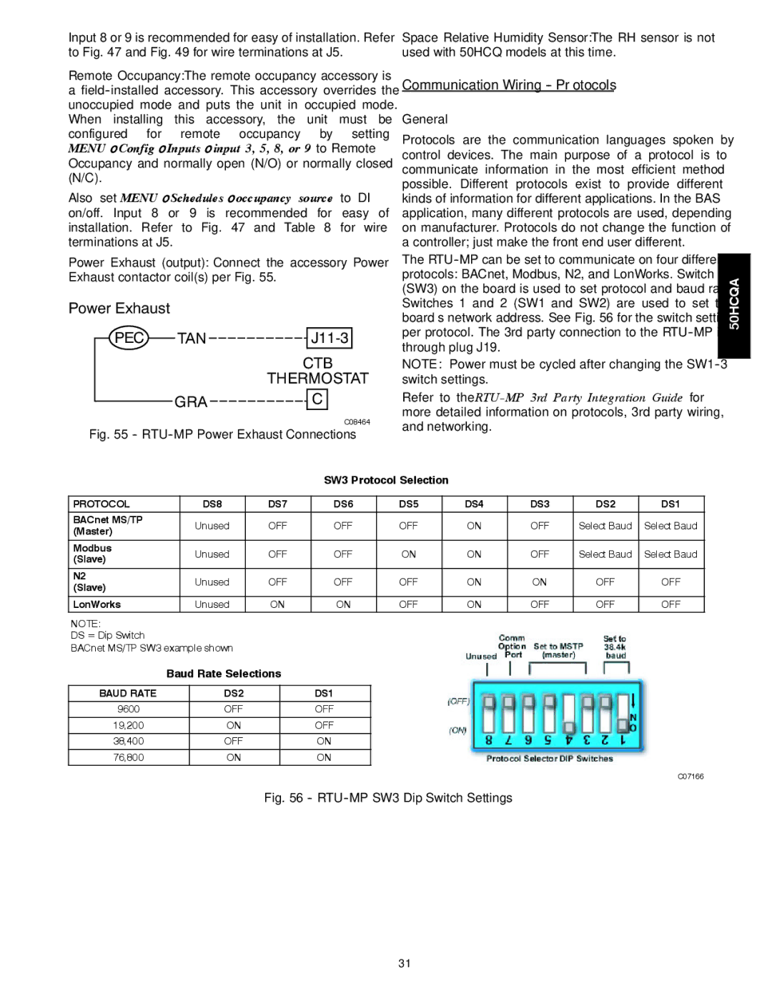 Carrier 50HCQA installation instructions Communication Wiring Protocols, General 