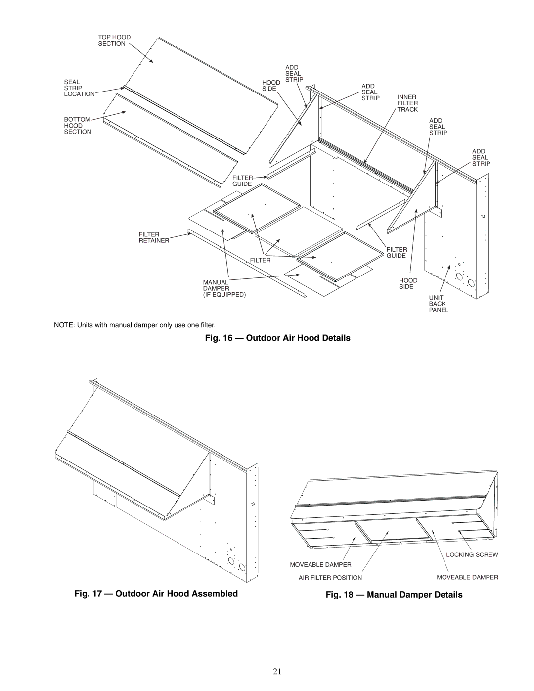 Carrier 50HG014-028 installation instructions Outdoor Air Hood Details 