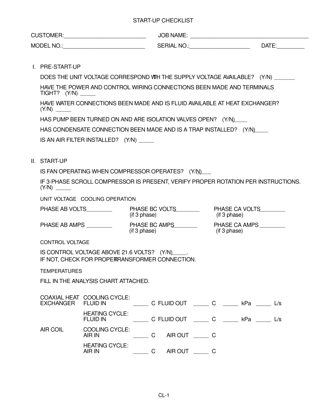 Carrier 50HQP072-120 specifications START-UP Checklist, Ii. Start-Up 