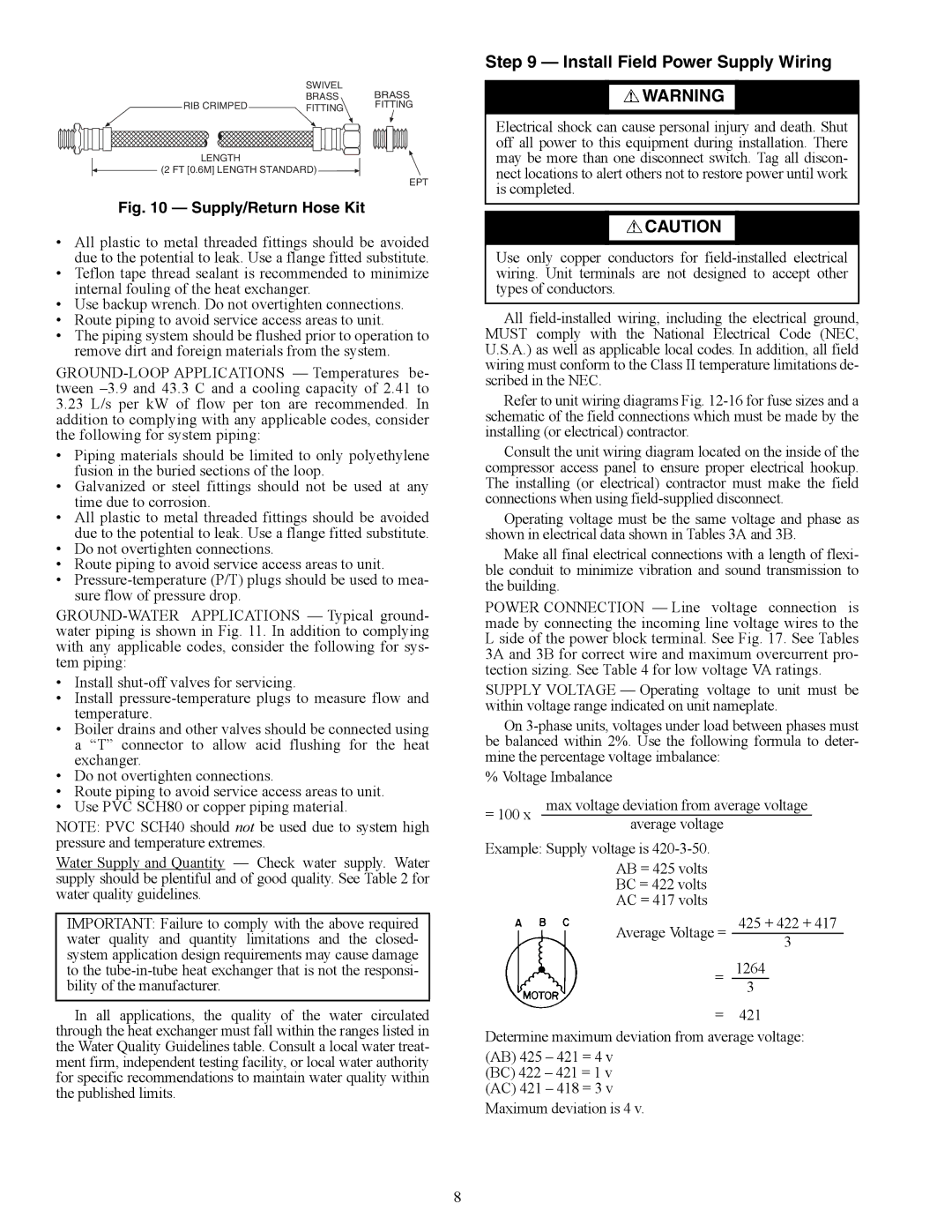 Carrier 50HQP072-120 specifications Install Field Power Supply Wiring, Supply/Return Hose Kit 