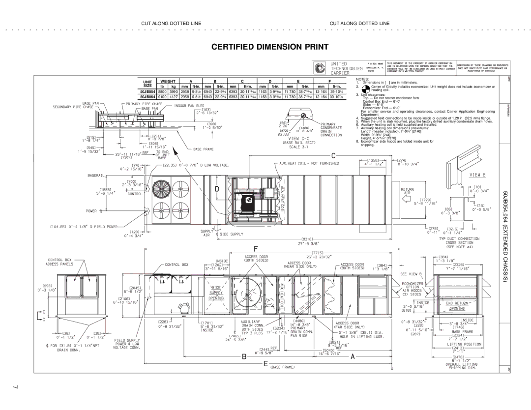 Carrier 50JB048, 50JB034, 50JB064, 50JB038, 50JB044 manual 50JB054,064 Extended Chassis 