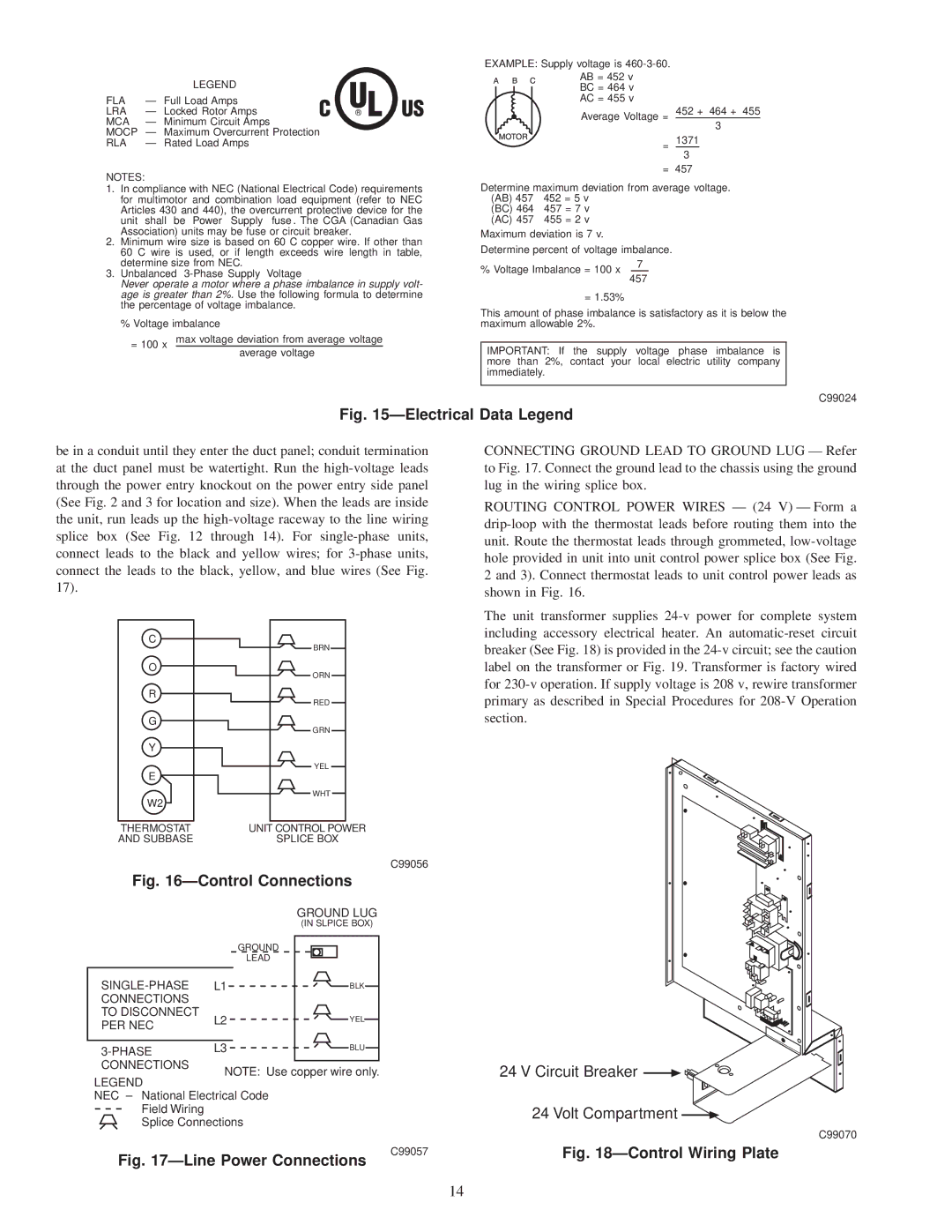 Carrier 50JS Full Load Amps, Locked Rotor Amps, Minimum Circuit Amps Mocp Maximum Overcurrent Protection, Rated Load Amps 