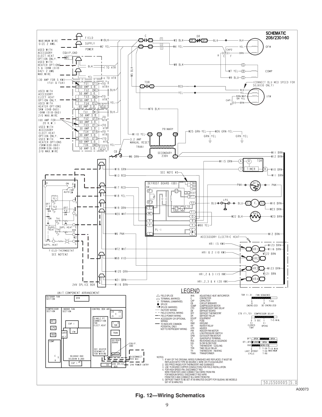 Carrier 50JS instruction manual ÐWiring Schematics, A00073 