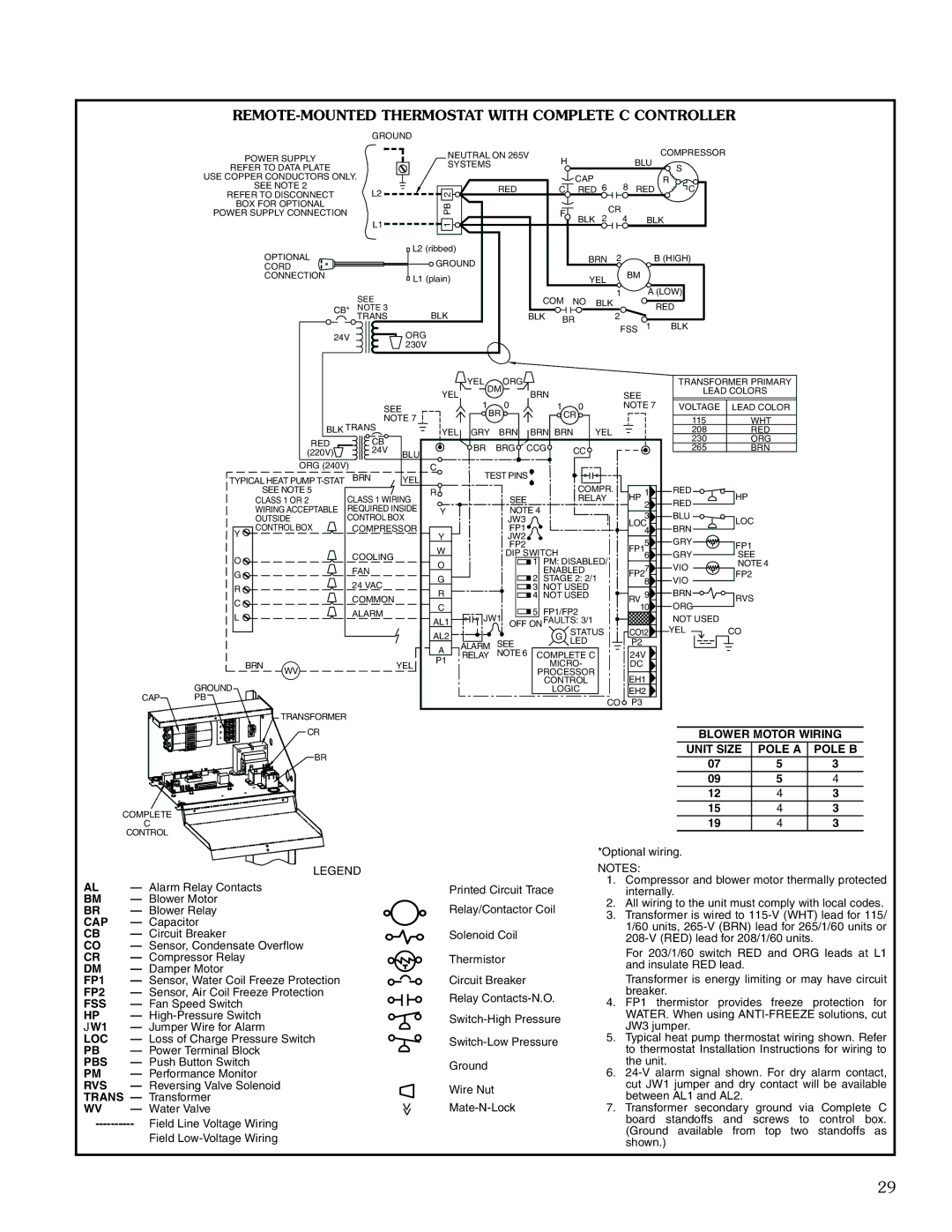 Carrier 50KQL-1PD REMOTE-MOUNTED Thermostat with Complete C Controller, Transformer Water Valve Field Line Voltage Wiring 