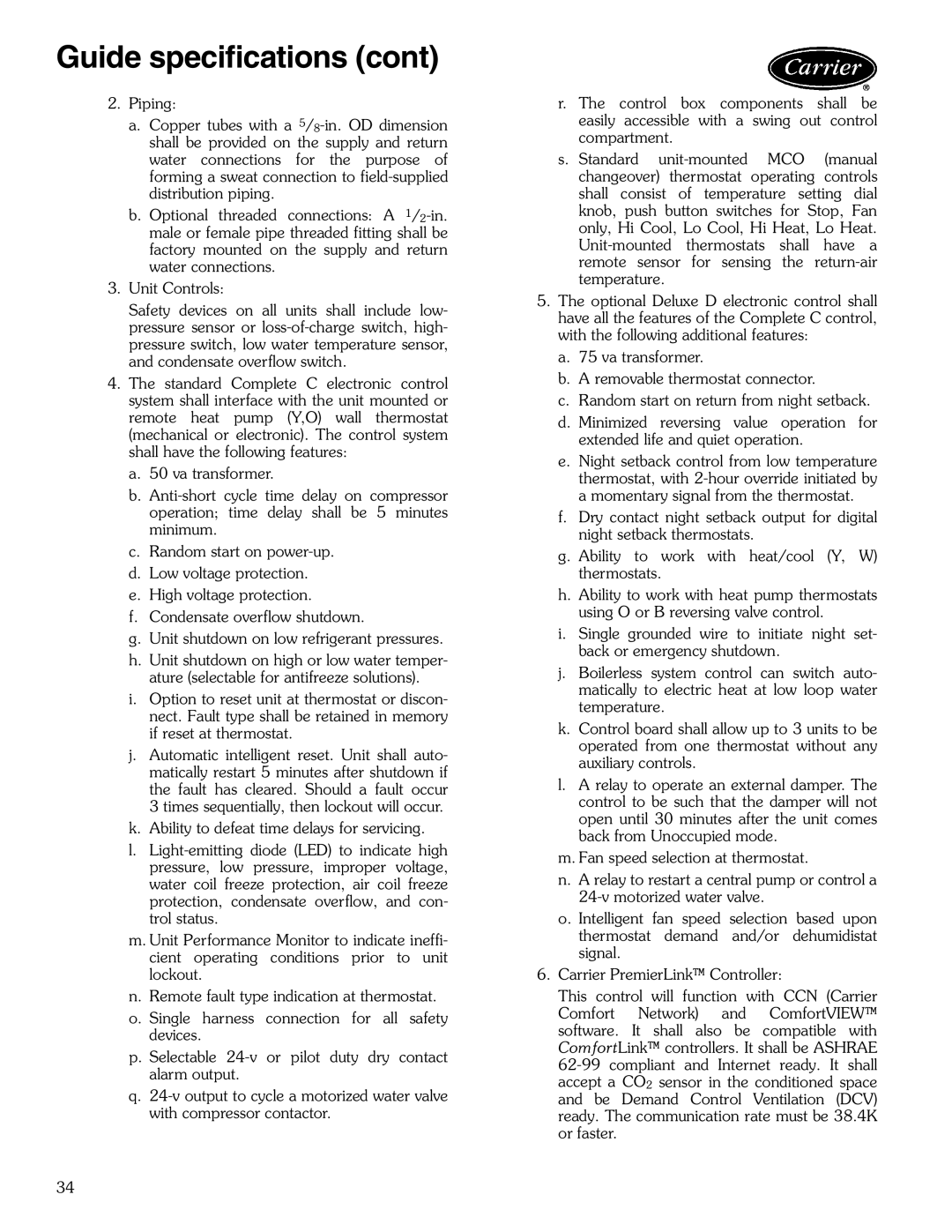 Carrier 50KQL-1PD manual Guide specifications 