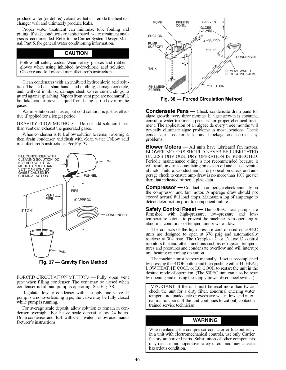 Carrier 50PEC09-18 specifications Gravity Flow Method 