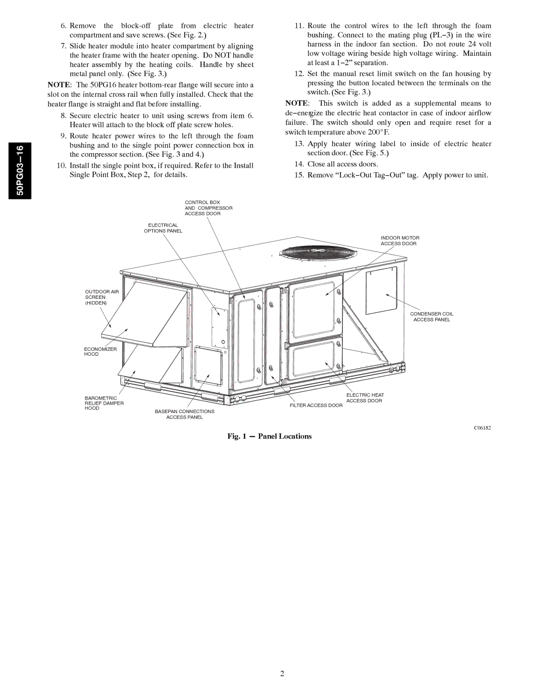 Carrier 50PG03-16 installation instructions 50PG03−16 