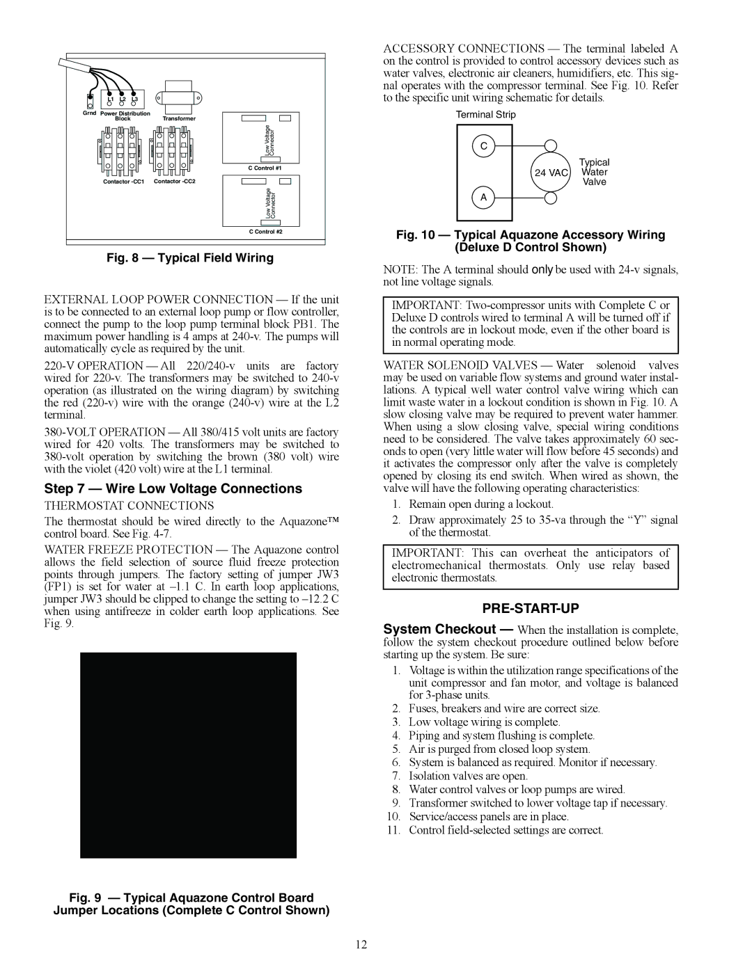 Carrier 50PSW036-360 specifications Wire Low Voltage Connections, Pre-Start-Up 