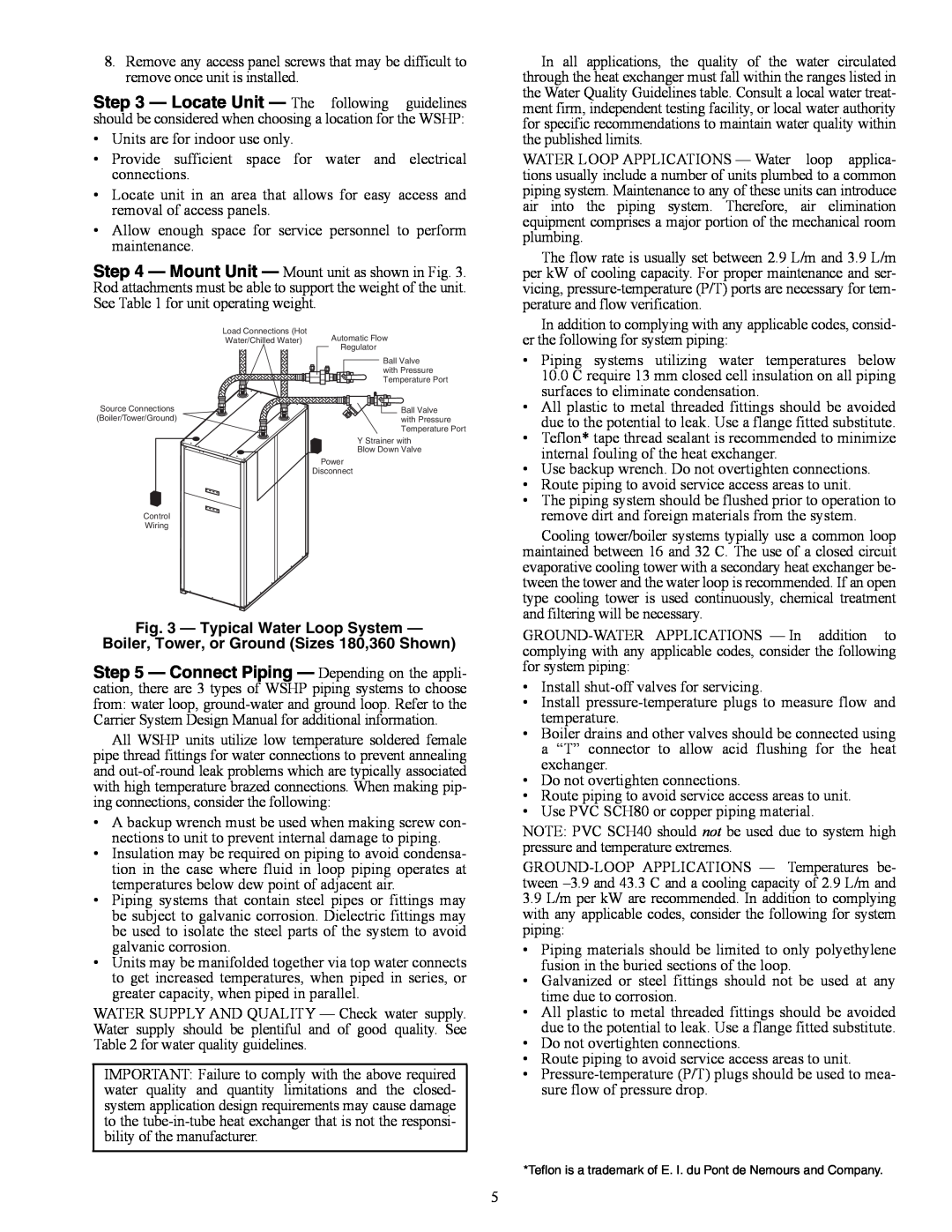 Carrier 50PSW036-360 specifications Typical Water Loop System, Boiler, Tower, or Ground Sizes 180,360 Shown 