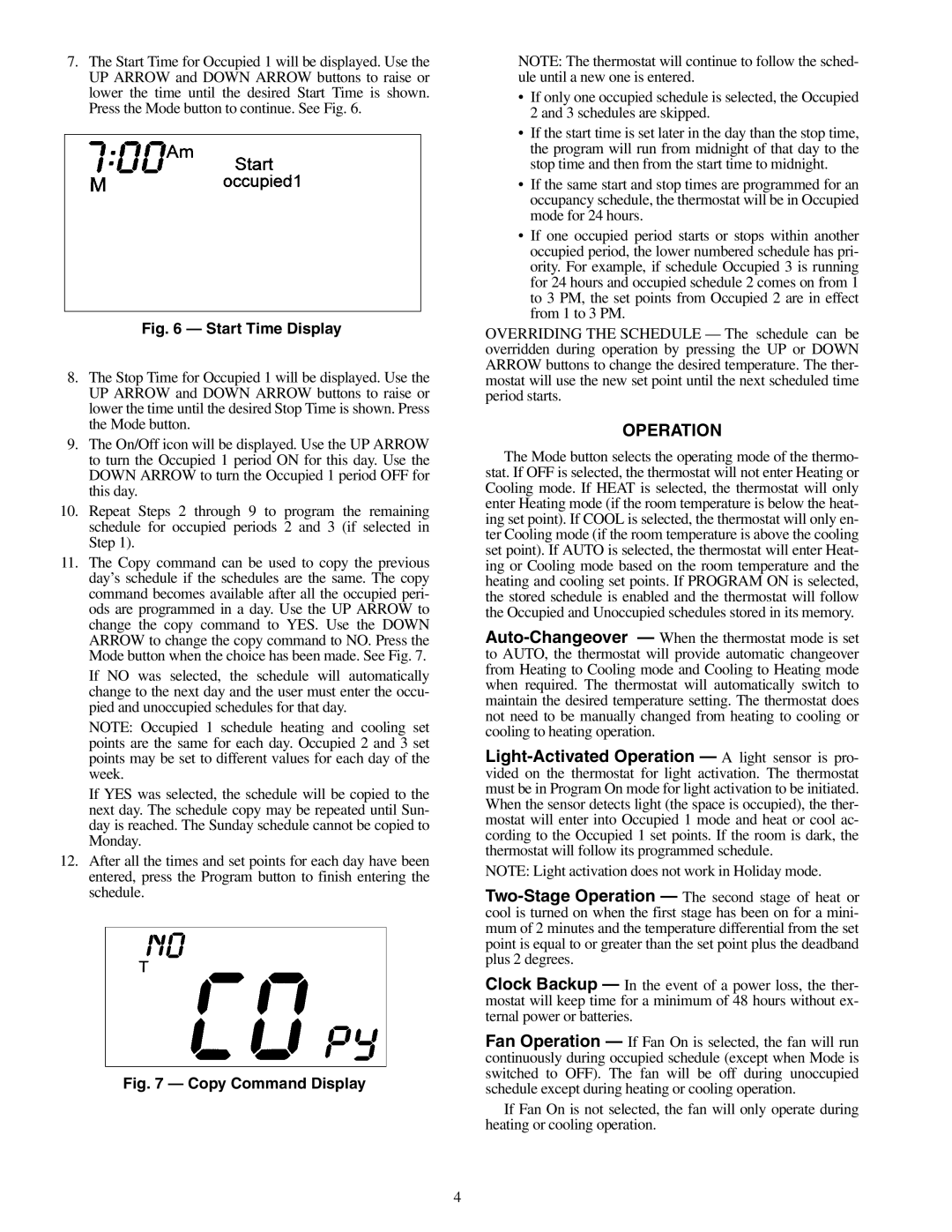 Carrier 50QE900 owner manual Operation, Start Time Display 