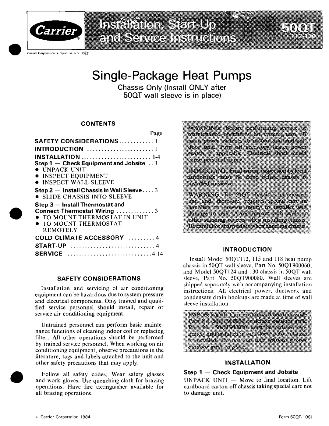 Carrier 50QT manual 