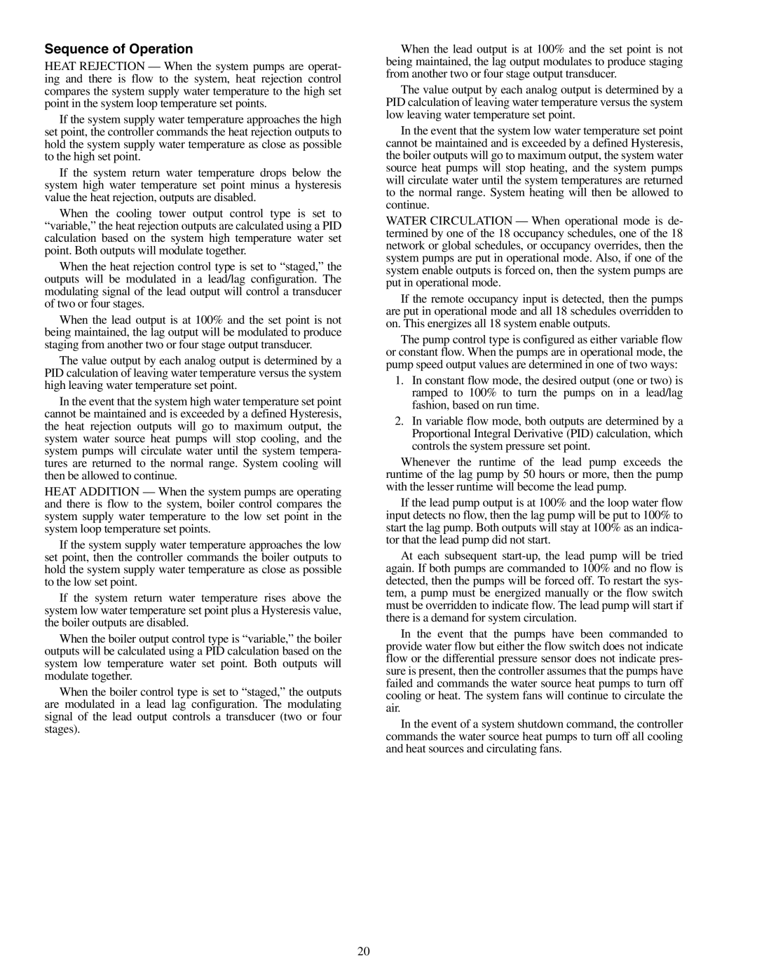 Carrier 50RLP installation instructions Sequence of Operation 