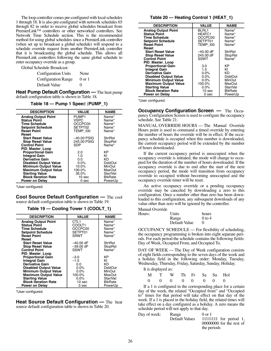 Carrier 50RLP installation instructions Pump 1 Speed PUMP1, Cooling Tower 1 COOLT1, Heating Control 1 HEAT1 