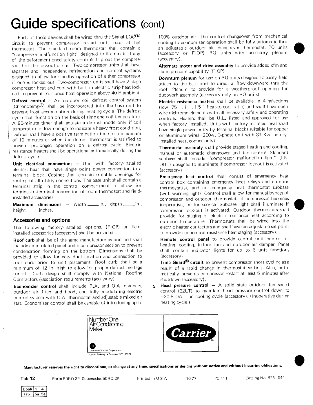 Carrier 50RQ manual 