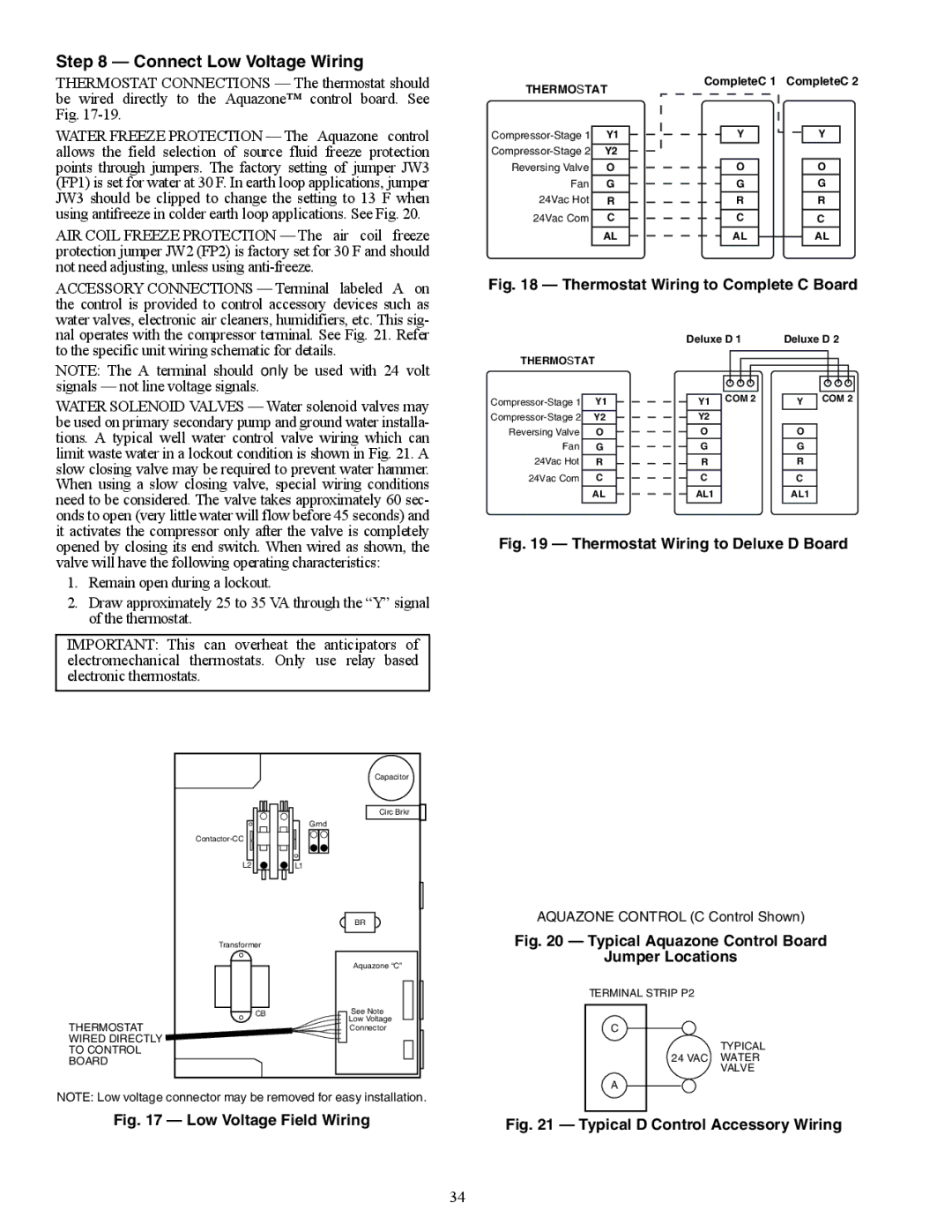 Carrier 50RTP03-20 Connect Low Voltage Wiring, Compressor-Stage, Reversing Valve Fan 24Vac Hot 24Vac Com, Deluxe D 