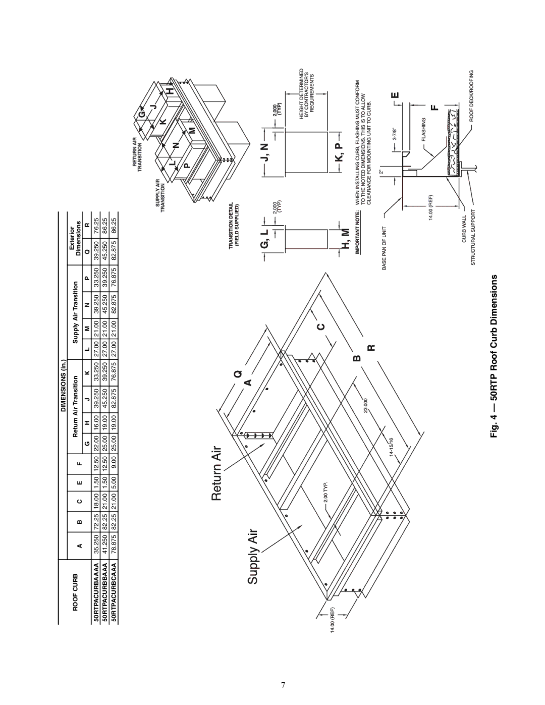 Carrier 50RTP03-20 specifications Return Air Transition Supply Air Transition Exterior 