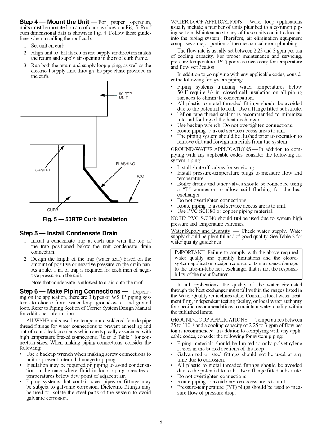 Carrier 50RTP03-20 specifications Install Condensate Drain, 50 RTP 