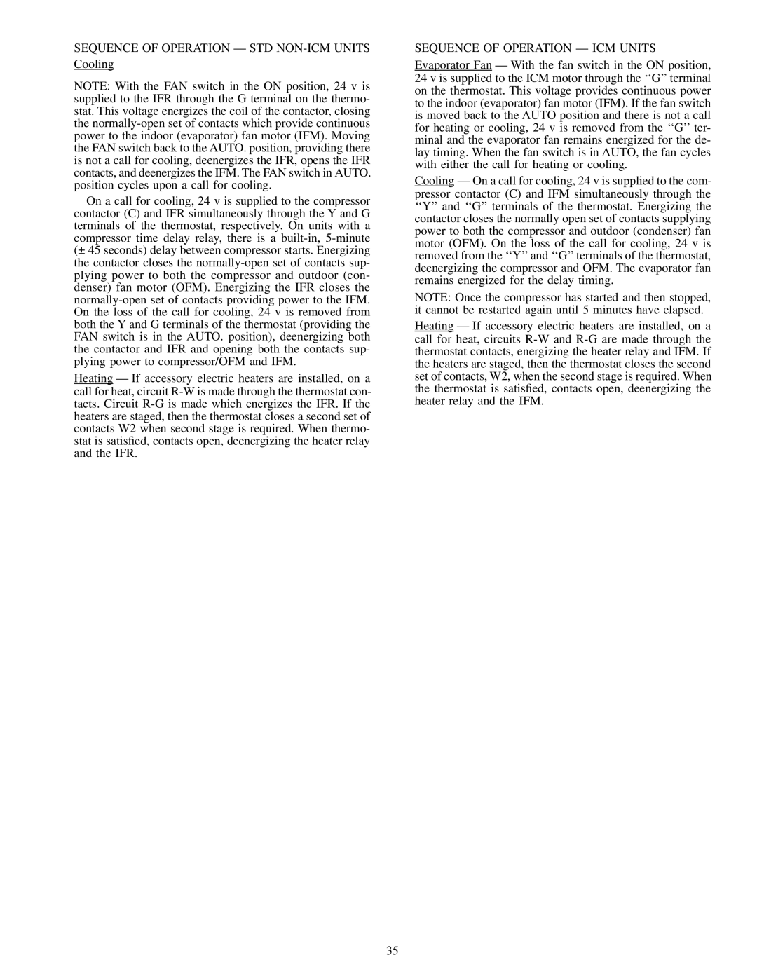 Carrier 50SS018-060, 50SX024-060 owner manual Sequence of Operation Ð STD NON-ICM Units 