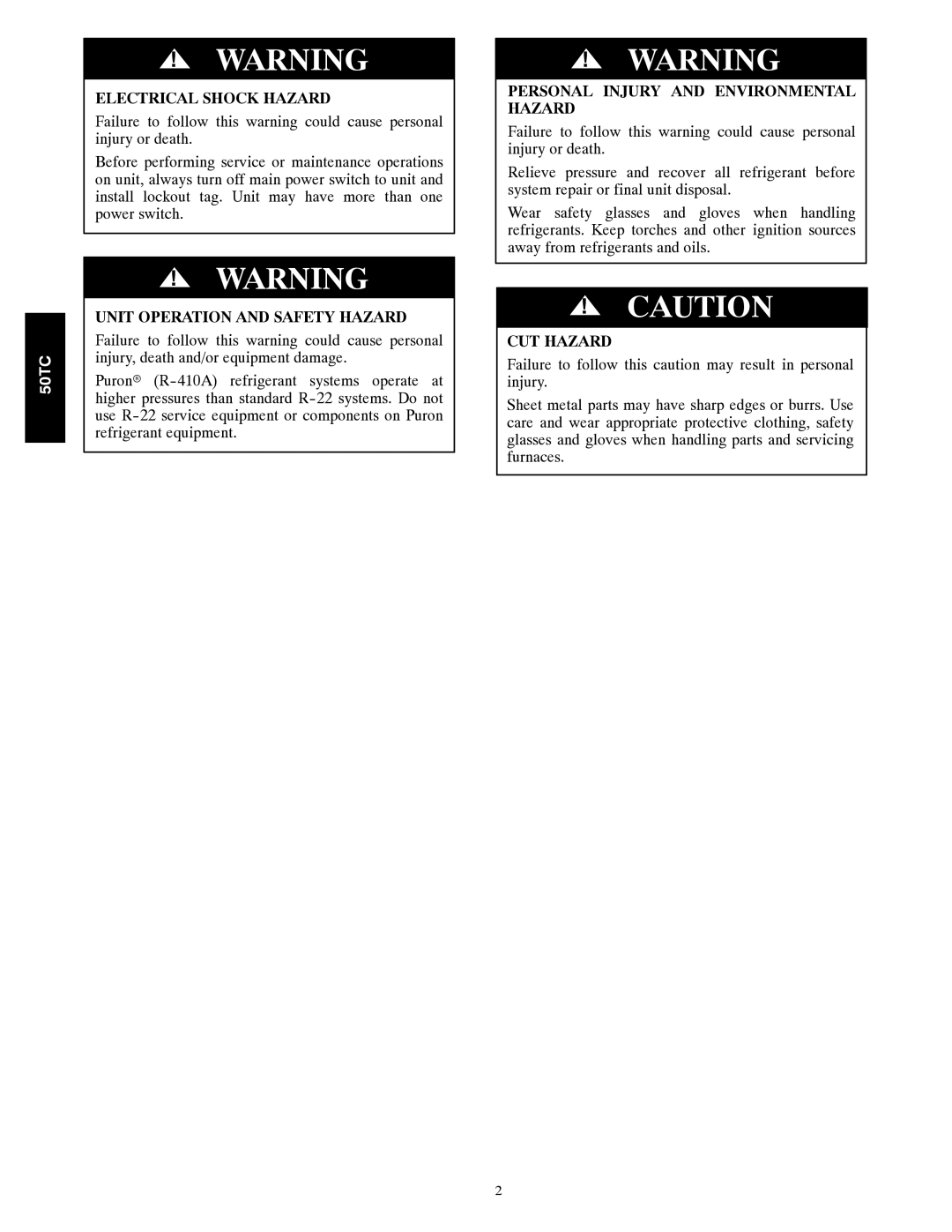 Carrier 50TC installation instructions 