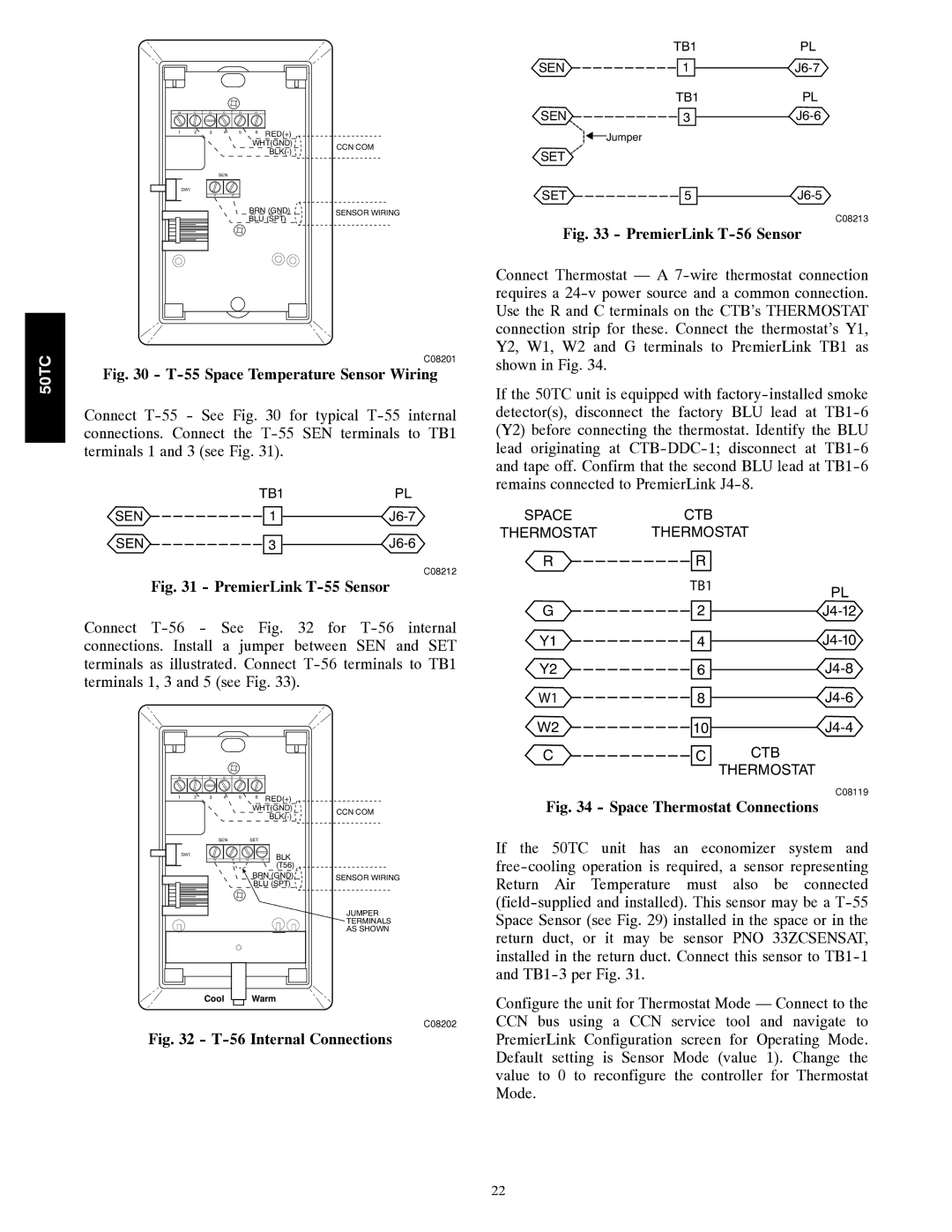 Carrier 50TC installation instructions Space Temperature Sensor Wiring 