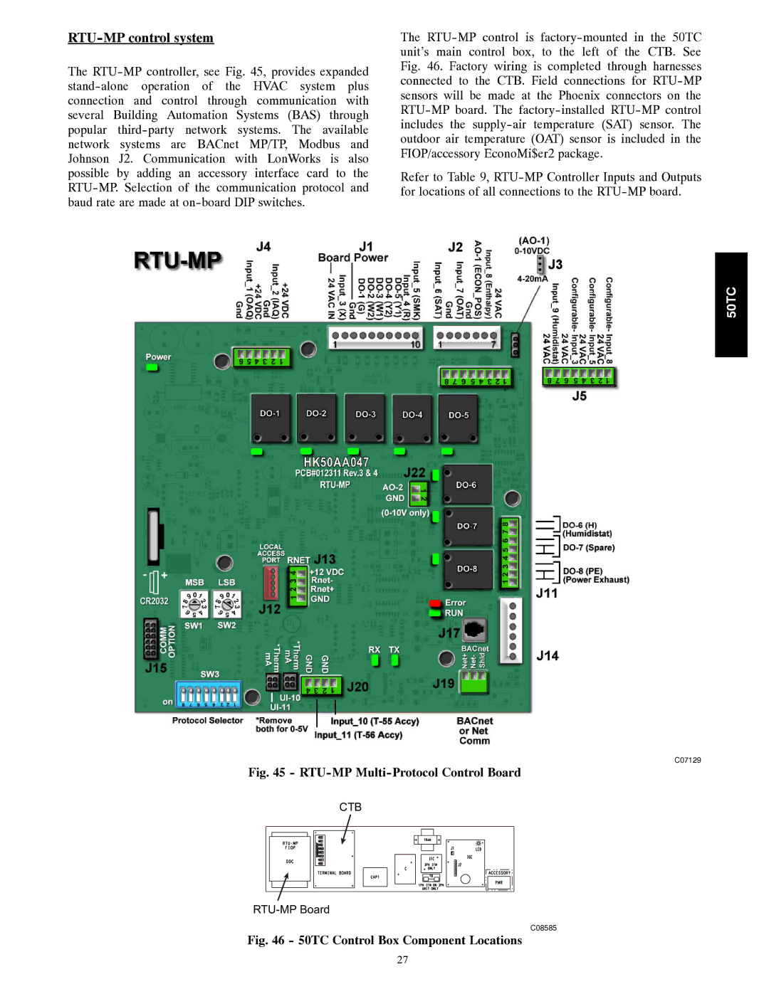 Carrier 50TC installation instructions RTU-MP control system, RTU-MP Multi-Protocol Control Board 