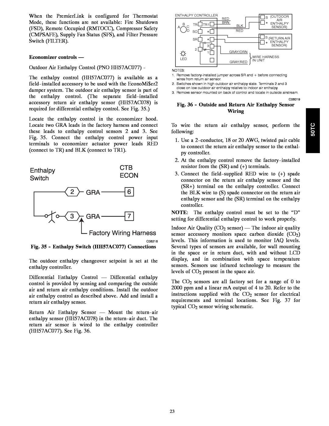 Carrier 50TC installation instructions Enthalpy 
